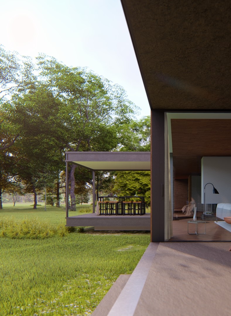 Interior and exterioir blend view of House Garden by Musca